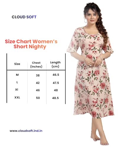 Image of CLOUD SOFT Stylish Women's Short Nighty | Premium Rayon Fabric | Soft Comfortable Everyday Night Dress - CS5002