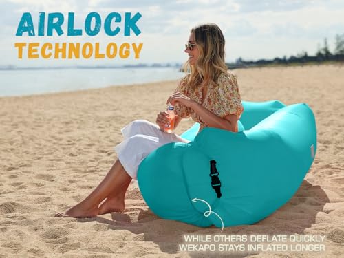 Image of WEKAPO Inflatable Sun Lounger, Air Sofa, Hammock, Portable, Waterproof and Leak-Proof, Ideal for Backyard, Beach, Travel, Camping, Picnics and Music Festivals