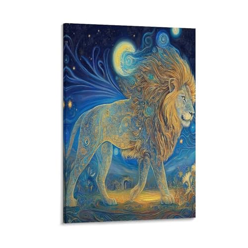 Tableau sur toile lion au regard intense pour une décoration murale raffinée