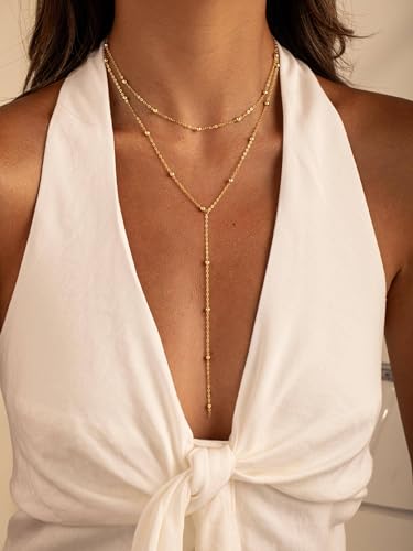 Image of Tewiky Layered Necklaces for Women 14k Gold Plated Chain Necklace Set