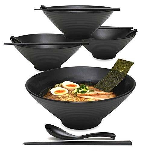 HAOQI 4 Juegos de tazón de Sopa de Ramen japonés Grande de 57 oz Cover