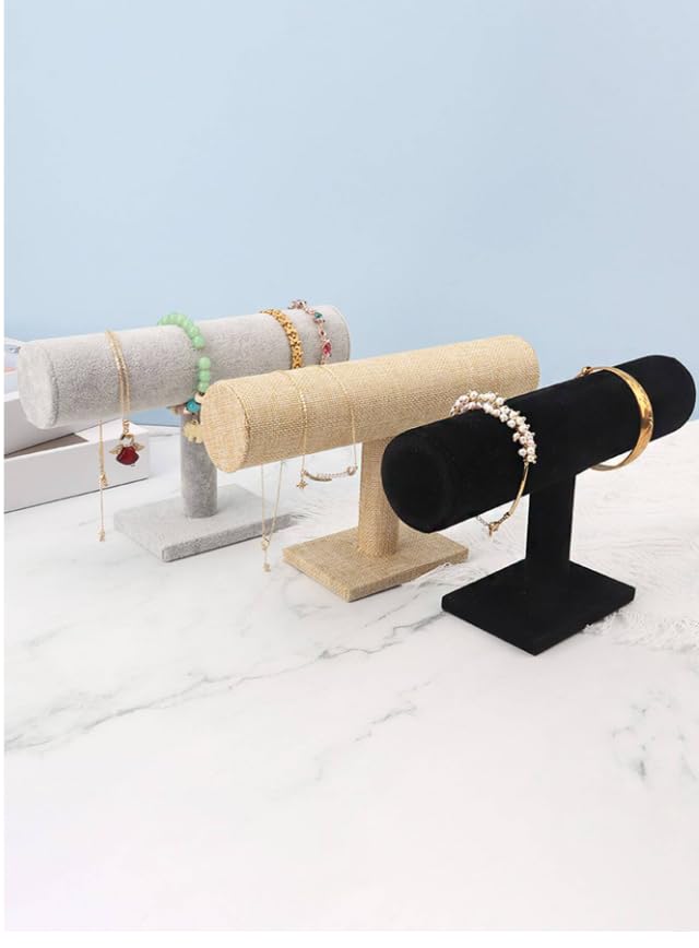 Image of Velvet 1 Roll T Grey Finished Wooden Jewellery Display Stand
