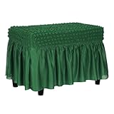 QUARKZMAN Blasenkaros Hockerbezug Polyester Rechteckiger Hockerüberzug Mit Rock Hockerschutz Für Wohnzimmer Schlafzimmer Passend Für Länge 60-100cm/24-39 Dunkelgrün
