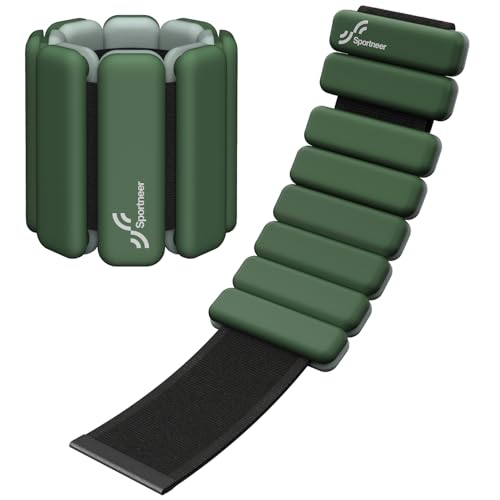 Sportneer Tragbare Gewichtsmanschetten – 2er-Set (Jeweils 0,5 kg & 1 kg) für Damen und Herren, Knöchelgewicht Set für Yoga, Tanz, Aerobic, Laufen, Gehen (Smaragdgrün)