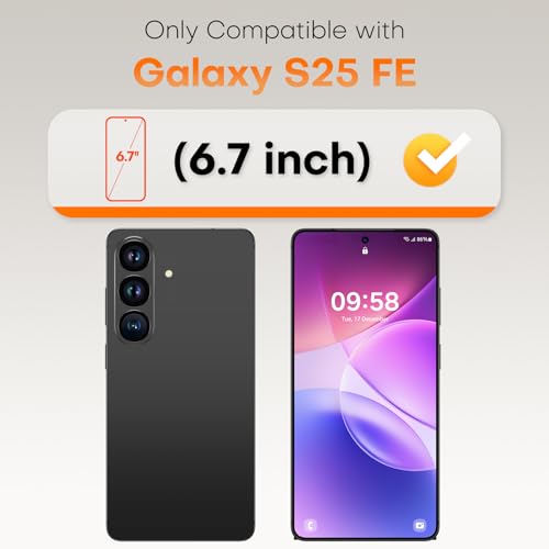 Image of TOCOL for Samsung Galaxy S25 FE Screen Protector | Easy Installation Bubble-Free, 9H+ Tempered Glass, 8FT Military Grade Shatterproof, Anti-Scratch, Case Friendly HD 2 Pack