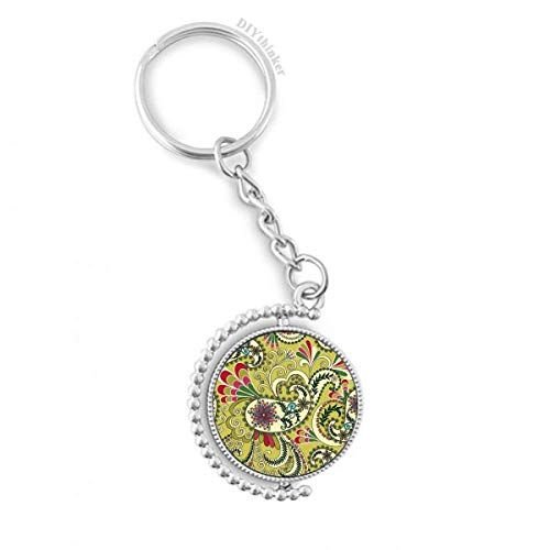 Porte-clés rotatif paon fleur plume anneau keyholder multicolore pour trousseau de clés