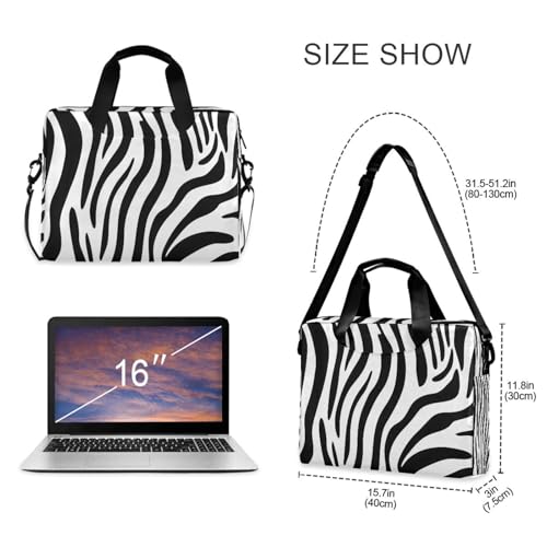Zebra Animal Print Skin 15.6 Inch Laptop Bag Briefcase for Business, Water-Resistant Computer Bag Fits 14-16 Inch Notebook for Men Women, Office Travel Work Backpack3