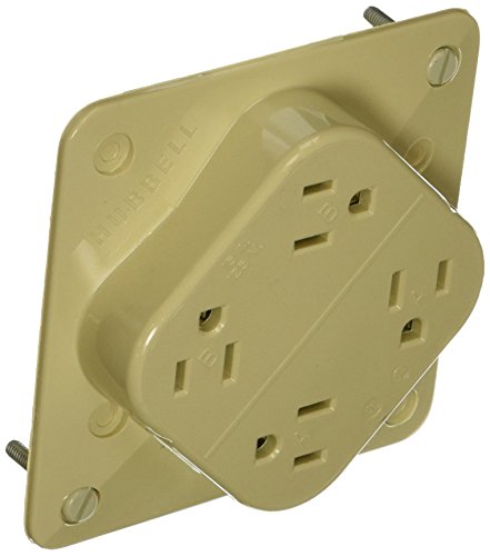 Hubbell HBL415I 4-Plex Receptacle, 15 amp, 125V, 5-15R, Ivory