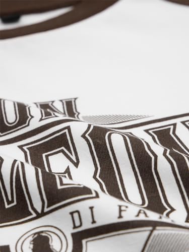 Image of The Souled Store Official The Godfather: Corleone Men and Boys Short Sleeve Round Neck White and Brown Graphic Printed Regular Fit T-Shirts
