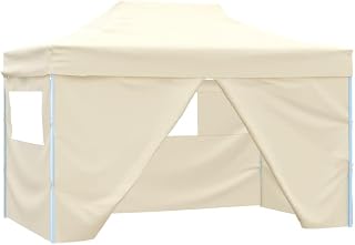 Tienda plegable desplegable con 4 paredes laterales de 3 x 4,5 m, color blanco crema