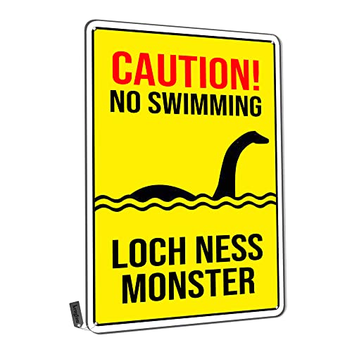 Image of Metal Sign,No Swimming Loch Ness Monster Tin Signs for Men Women,Wall Decor for Bars,Club,Restaurants,Cafes Pubs 12x8 Inch