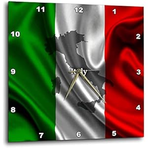 3dRose DPP_204475_3 Italian Flag Design Wall Clock 15 by 15