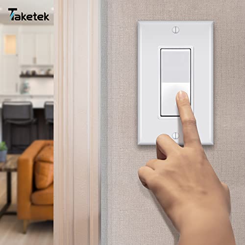 Taketek Decorator Wall Plates, Paddle Light Switch Covers, Wall Plates For Rocker Light Switches Or Receptacle Outlets, Electrical Decora Faceplate Cover, Single Gang Wallplate, White, 10 Pack #TOP6