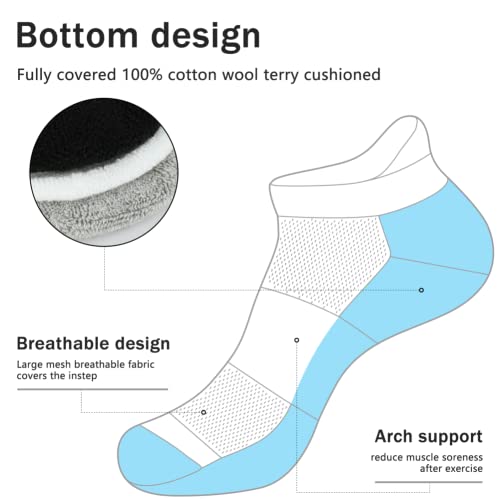 unitop Mens Ankle Socks Womens Athletic Low Cut Socks with Cushion Breathable Sports 6 Pairs2