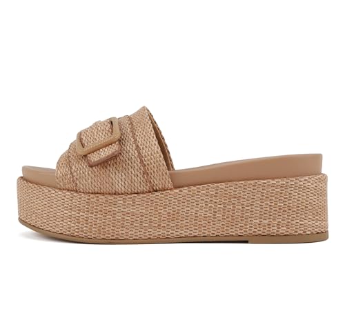 Soda “Lulah” ~ Women Open Round Toe Single Strap Slide Sandal with Buckle Detail