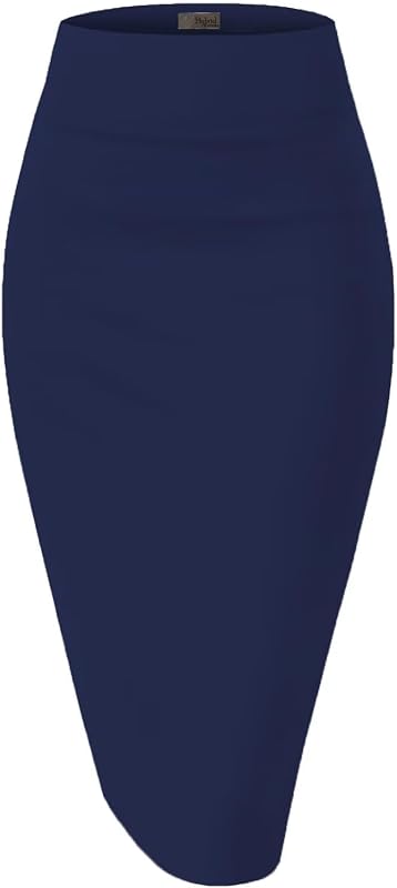 Hybrid & Company Mujer Premium Nylon Ponte Elástico Cintura Alta Traje de Lápiz pollera Debajo de la Rodilla