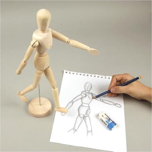 Boneco Articulado Madeira Modelo Manequim 30 Cm Enfeite desenho 3D móvel giratório - UpShop