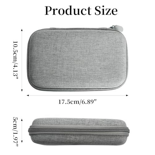 Kabeltasche Organizer Grau, Reise Gadgets, Kleine Tasche mit Reissverschluss Hardcase Tasche, Schutz für Handyladekabel, Universal USB Powerbank, Kabel, SD Karte -17.5 ×10×5cm