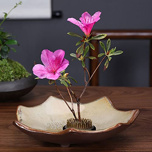 Japanese Ceramic Ikebana Flower Vase Flower Arranging Supplies,Flower Arrangement Container for Ikebana Vase & Flower Frog A09