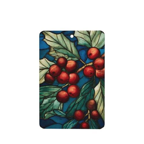 Ambientadores de coche con diseño de bayas rojas de acebo con pino blanco, 4 unidades, tarjetas perfumadas colgantes, tarjetas perfumadas para coche, tabletas de aromaterapia