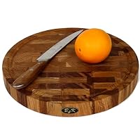 B4K® 35х35х4cm Küchenbrett aus Eiche Stirnholz | Antibakterielles Hirnholzbrett mit Griffen, Silikonfüßen und Saftrille | Stirnholz Schneidebrett | Hackblock – Ansicht 6