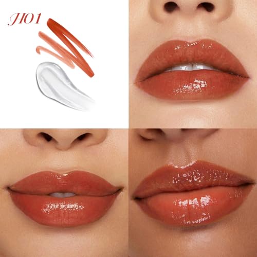 Image of evpct Caramel Red Matte Liquid Lipstick Marker Pen Lip Liner Set with Lip Oil, Shine Finish, 2 in 1 Lipgloss Lipstick Long Lasting Waterproof for Women, Lips Color Stain 24hr Original Smudge Proof