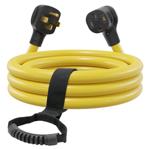 FIRMERST 15 Ft 50 Amp RV Extension Cord, NEMA 14-50P/R with Cord Organizer, ETL Listed