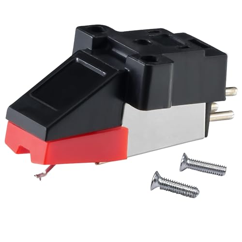 Red Record Needle Magnetic Turntable Cartridge Half Inch Mount Standard Moving-Magnet Turntable Phono Cartridge w/Stylus and Screws Suitable for 1/2 Standard headshell Turntables