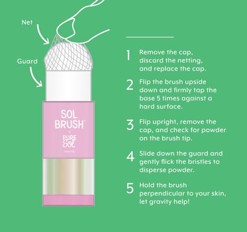 Image of Sol Brush SPF 50 Mineral Sunscreen | Broad Spectrum UVA /UVB Protection | Water-Resistant (80 Minutes) | Mess-Free Brush-On Applicator | Zinc Oxide & Dioxide | Clean & Cruelty-Free Formula (Fair)