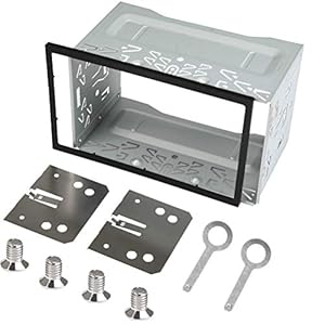 QLOUNI Double Din Installation Kit, Universal Double DIN Installation Cage Kit Slot Metal Car Stereo Radio Mounting…