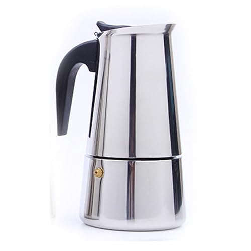 Constprog, caffettiera in acciaio inox per caffè espresso, piano cottura, percolatore da 2/4/6/9 tazze, Moka Pot, produce vero caffè italiano, Moka Pot da 2/4/6/9 tazze, in acciaio inox (B-9 tazze