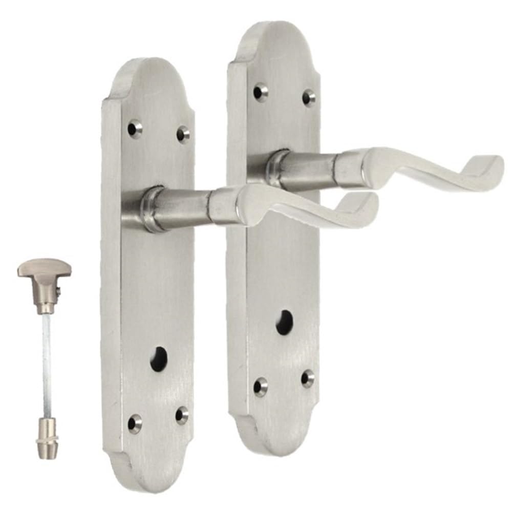 Epsom Door Handle Silver Epsom Door Handles Satin Nickel Bathroom Handle Epsom Style Victorian Scroll
