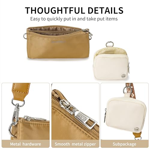ACUARIO Crossbody Bags for Women - Nylon Purse Trendy Mul-pockets Waterproof Shoulder Bag with Wide Strap (Brown) — view 2