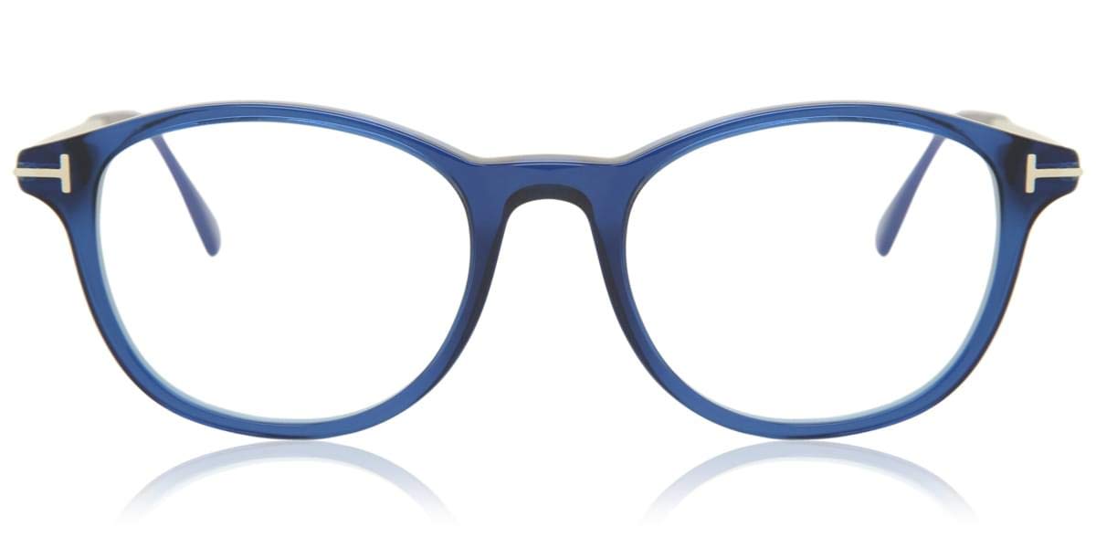Eyeglasses Tom Ford FT 5553 -B 090 Shiny Transparent Blue, Palladium/Blue Bloc, 50-19-145
