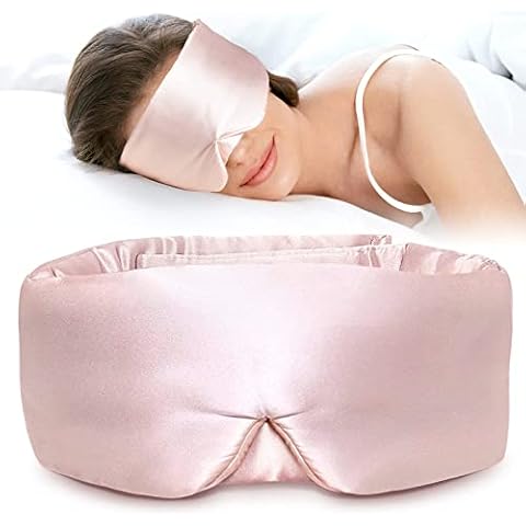 LitBear Silk Sleep Mask for Side Sleeper, Eye Mask Sleeping for Women Men 100% 22 Momme Pure Mulberry Silk, Face-Hugging Padded Silk Eye Cover for Sleeping with Adjustable Band (Pink) Cover