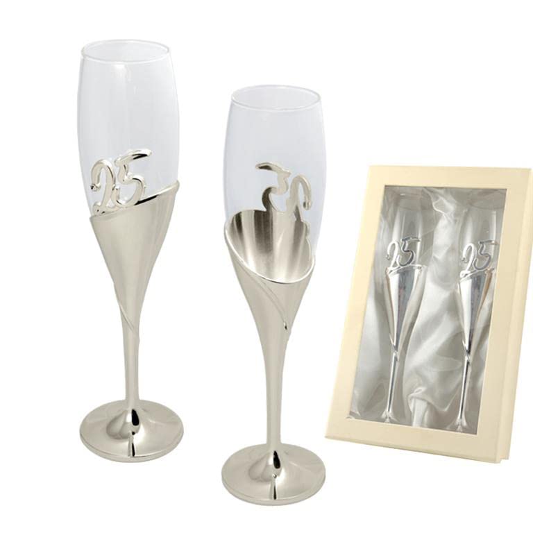 DRW Copas Cava 25 Aniversario Cristal y Metal 26x6 cm
