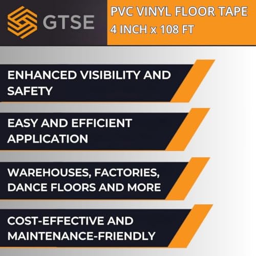 Image of GTSE - White Vinyl PVC Floor Tape 4 inch x 108ft Safety Marking Tape | Safety Marking Tape for Gyms, Warehouses & Dance Floors - Durable Vinyl, High Visibility