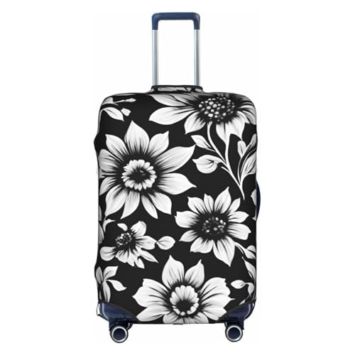 Housse de bagage anti-rayures noire et blanche XL pour valise de voyage protège-poussière extensible