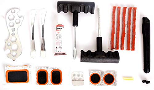 EMISPORTS Kit de Reparación de Pinchazos de Bicicleta- Reparación de Neumáticos Tubeless Motocicleta, ATV, Jeep, Camión, Tractor Entre Otros (22 Piezas)