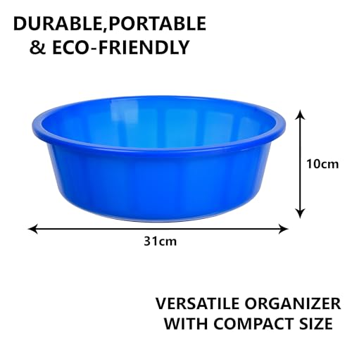 Image of Kuber Industries Pack of 3 Desk Organizer | Plastic Stationary Organizer Tub | Multipurpose Office Supplies Storage Organizer for Pen-Pencil-Staplers-Clips | Desktop Organizer | 6 LTR | Blue