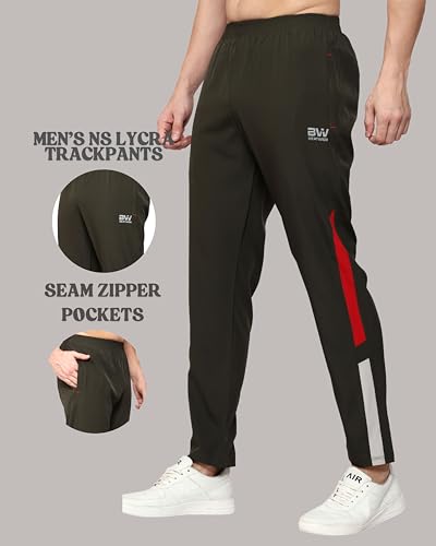 Image of Men's Ns Lycra Spandex Mixx Polyester Sports Trackpants with Both Side Zipper Pockets