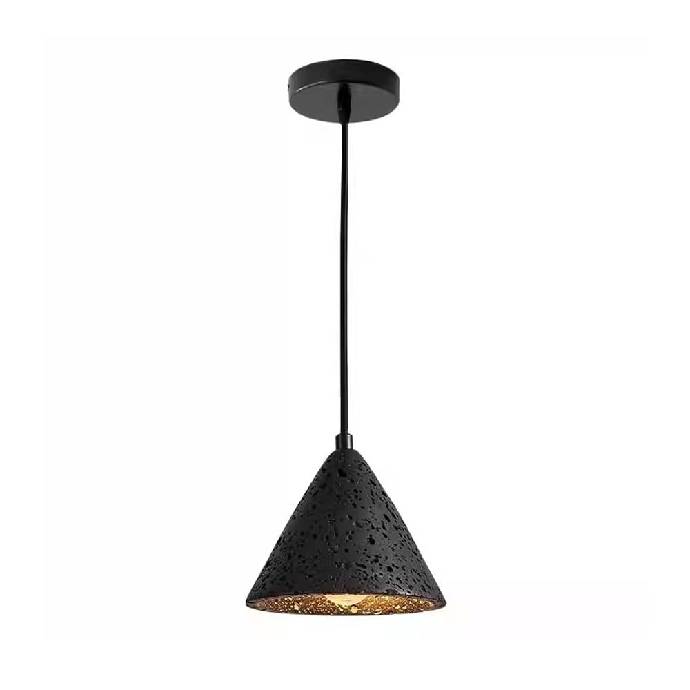 ITOSUI Pendant Light, Resin Hanging Lamp, Volcanic Rock Texture Fixture, Conical Ceiling Light, 6.3 Inch Black Gold, E26 Base, Industrial Retro Decor for Dining Room, Kitchen Island, Bedroom
