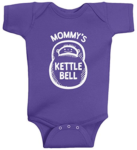 Threadrock Baby Girls' Mommy's Kettlebell Infant Bodysuit 12 Months Purple