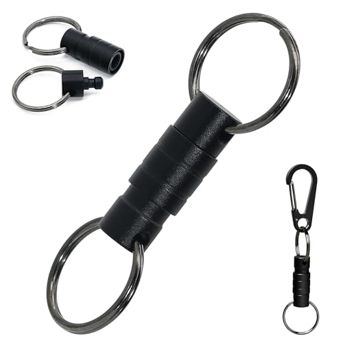 Image of Quick Release Keychain Clip, Small Carabiner Clip & Pull Apart Detachable Key Ring, Car Key Chain Hooks Keyring