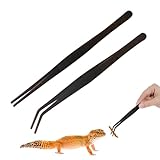 2 Stück Aquarium Pinzette Set, 25cm Gerade Pinzette und 25cm Gebogene Pinzette, Futterwerkzeug für Aquarium, Küchenpinzette Edelstahl für Wasserpflanze Pflanzenpinzette Reptilien Futterzange