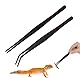 2 Stück Aquarium Pinzette Set, 25cm Gerade Pinzette und 25cm Gebogene Pinzette, Futterwerkzeug für Aquarium, Küchenpinzette Edelstahl für Wasserpflanze Pflanzenpinzette Reptilien Futterzange