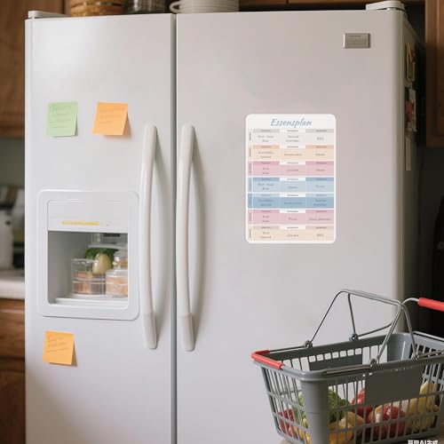 BIROYAL A4 Essensplaner Wochenplaner Abwischbar - Wochenplaner Magnetisch - Magnetisch Woche Menüplaner - Magnettafel Kühlschrank für Familie Frühstück, Mittagessen, Abendessen - 21x30cm