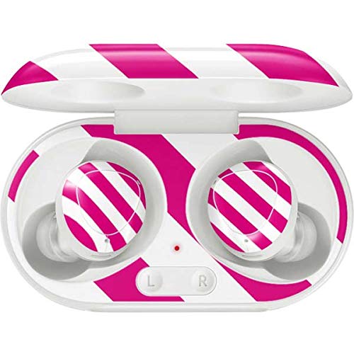 Skinit Decal Audio Skin Compatible with Galaxy Buds+ - Officially Licensed Skinit Originally Designed Pink and White Geometric Stripes Design