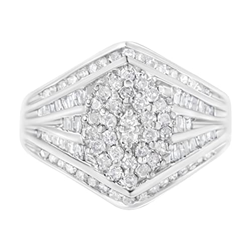Haus of Brilliance 10K White Gold 1 Cttw Diamond Rhombus Shaped Cocktail Cluster Ring (H-I Color, I1-I2 Clarity) - Size 7