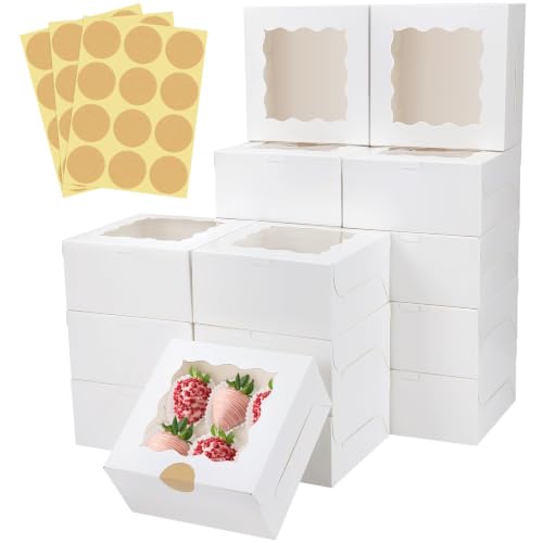 30 Pcs White Bakery Boxes with Window and...